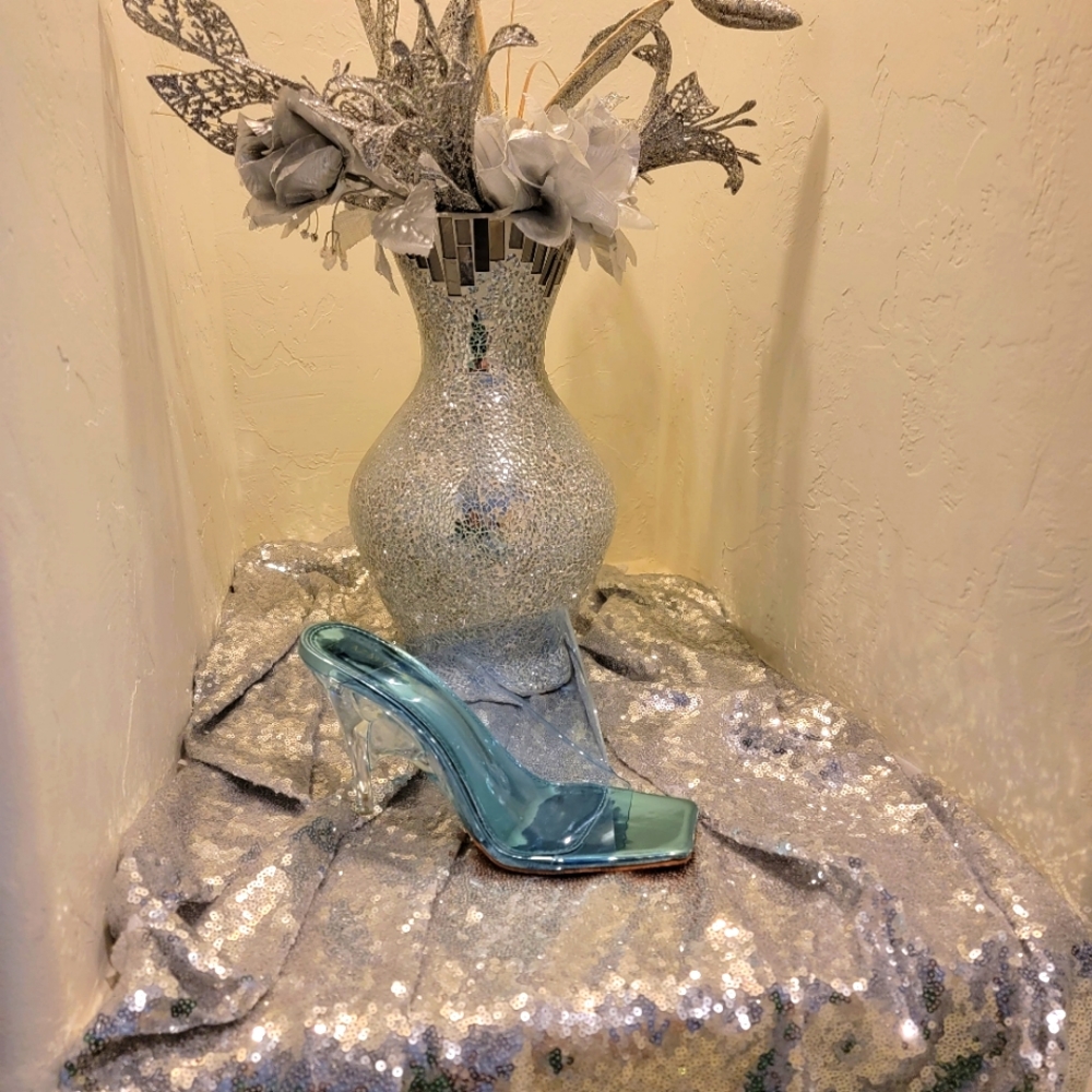 Brand New Sexy Cinderella Clear Blue Heels